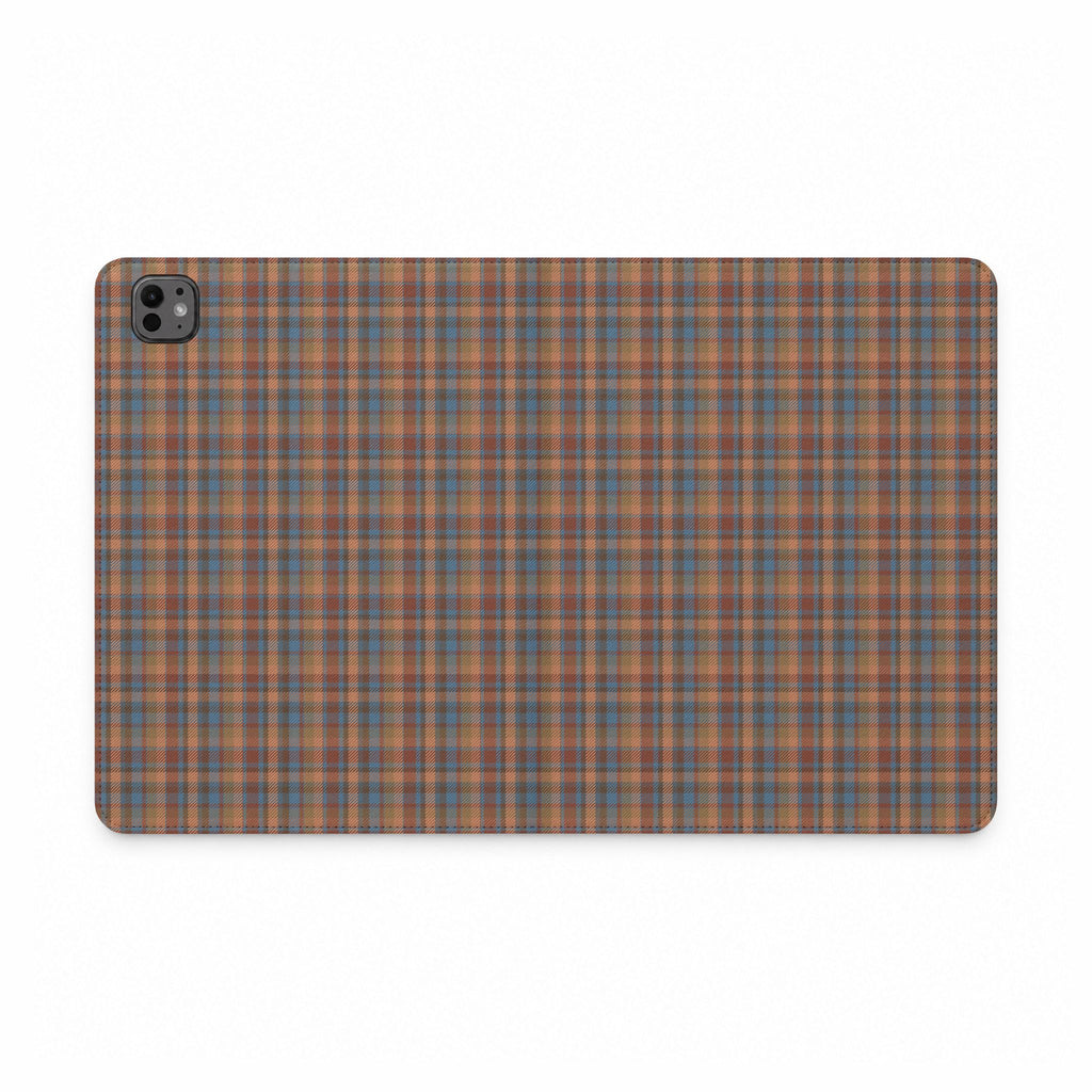 BROWN PLAID CHECKERED IPAD TABLET FOLIO CASE