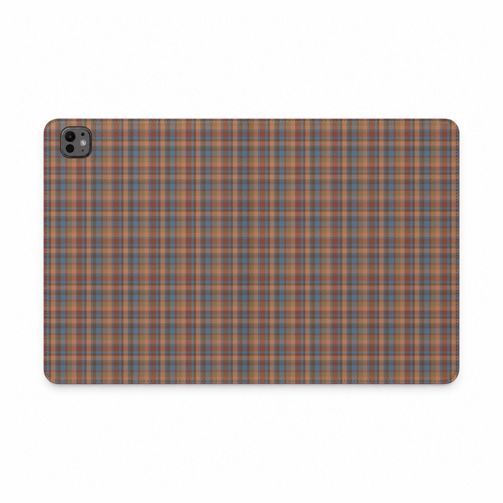 BROWN PLAID CHECKERED IPAD TABLET FOLIO CASE
