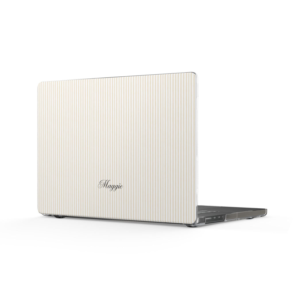PERSONALIZED NAME CUSTOM BEIGE STRIPES MACBOOK COVERS