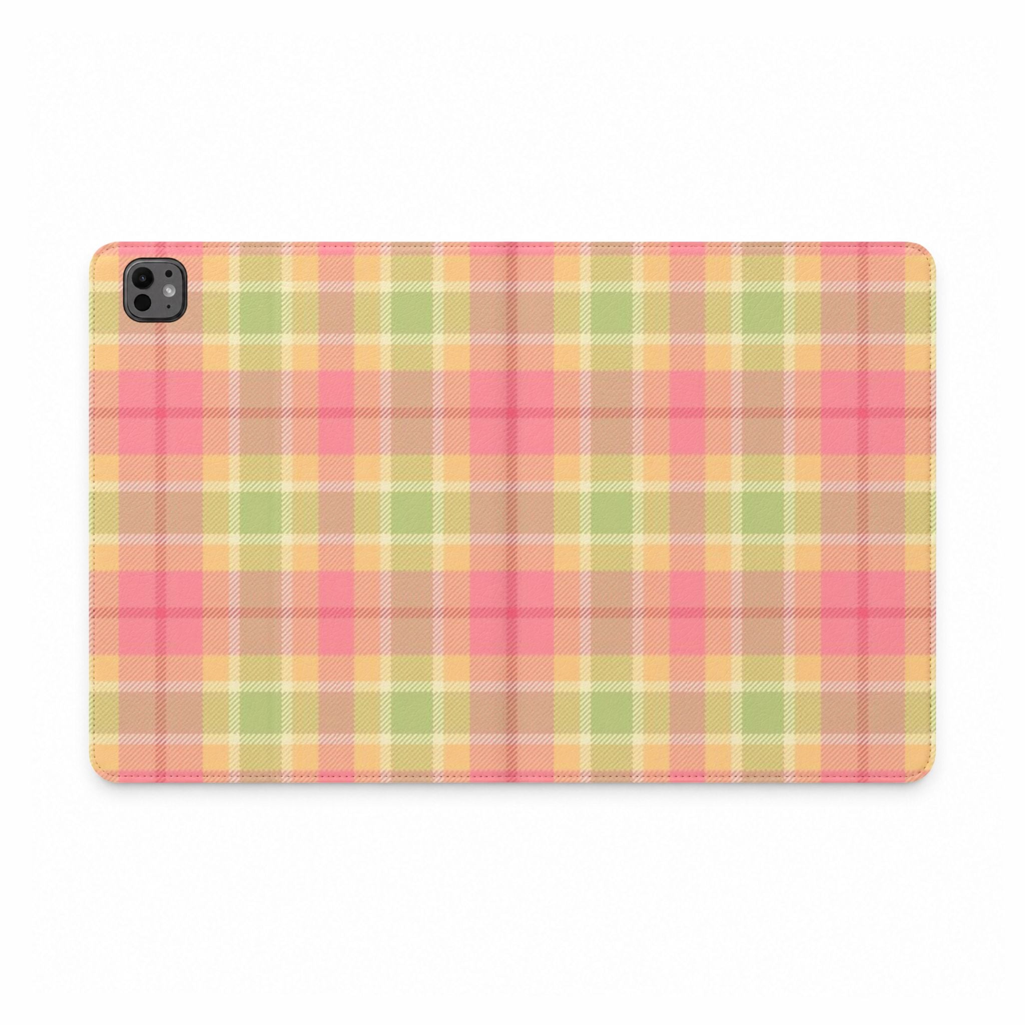 GUAVA PLAID IPAD TABLET FOLIO CASE