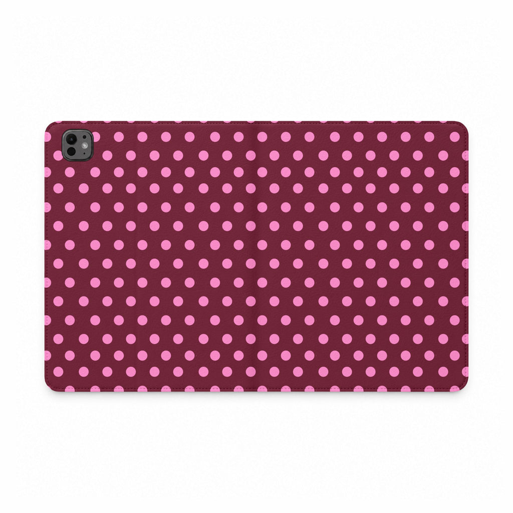 RASPBERRY PINK POLKA DOTS IPAD TABLET FOLIO CASE