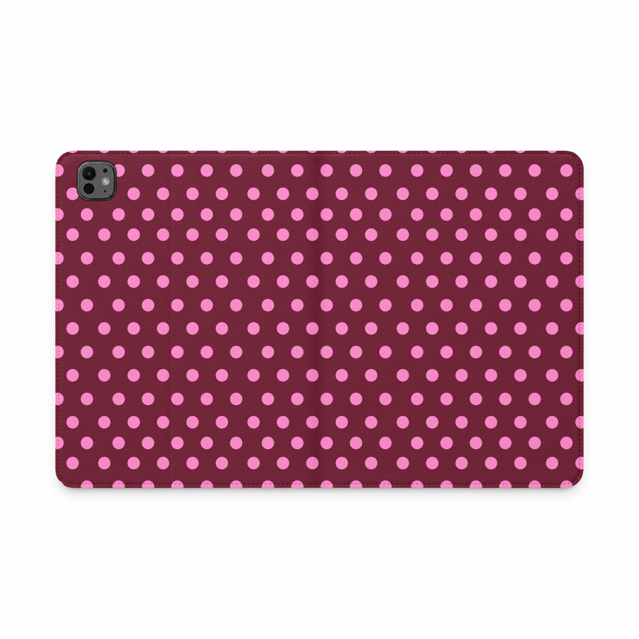 RASPBERRY PINK POLKA DOTS IPAD TABLET FOLIO CASE