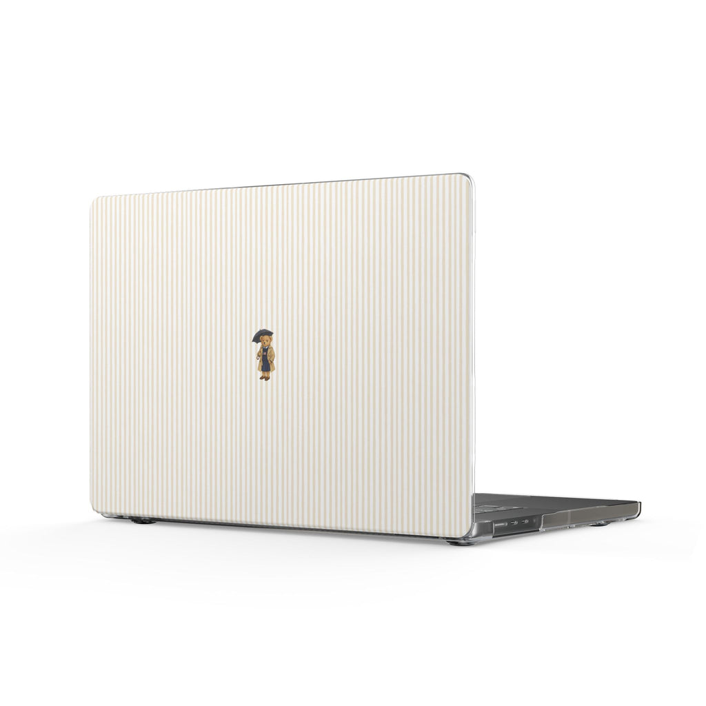 BEIGE STRIPES LONDON TEDDY BEAR MACBOOK COVERS