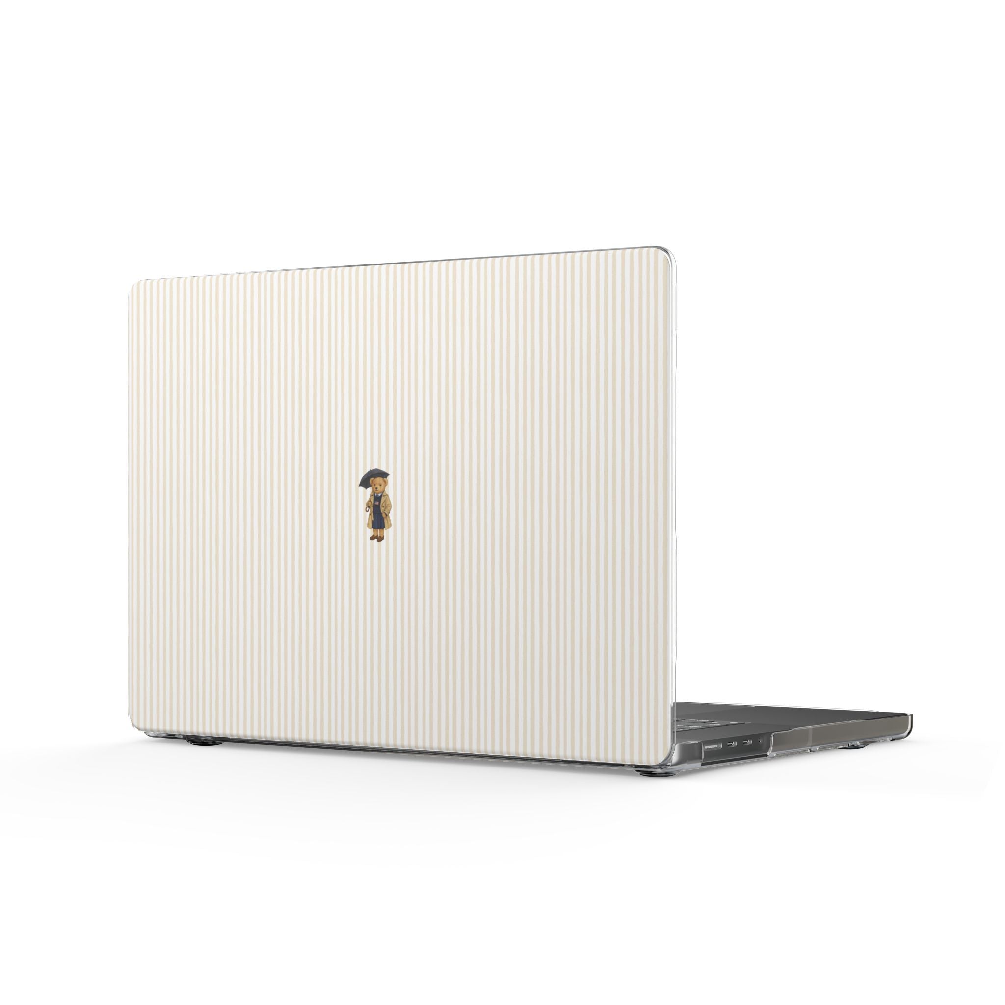 BEIGE STRIPES LONDON TEDDY BEAR MACBOOK COVERS