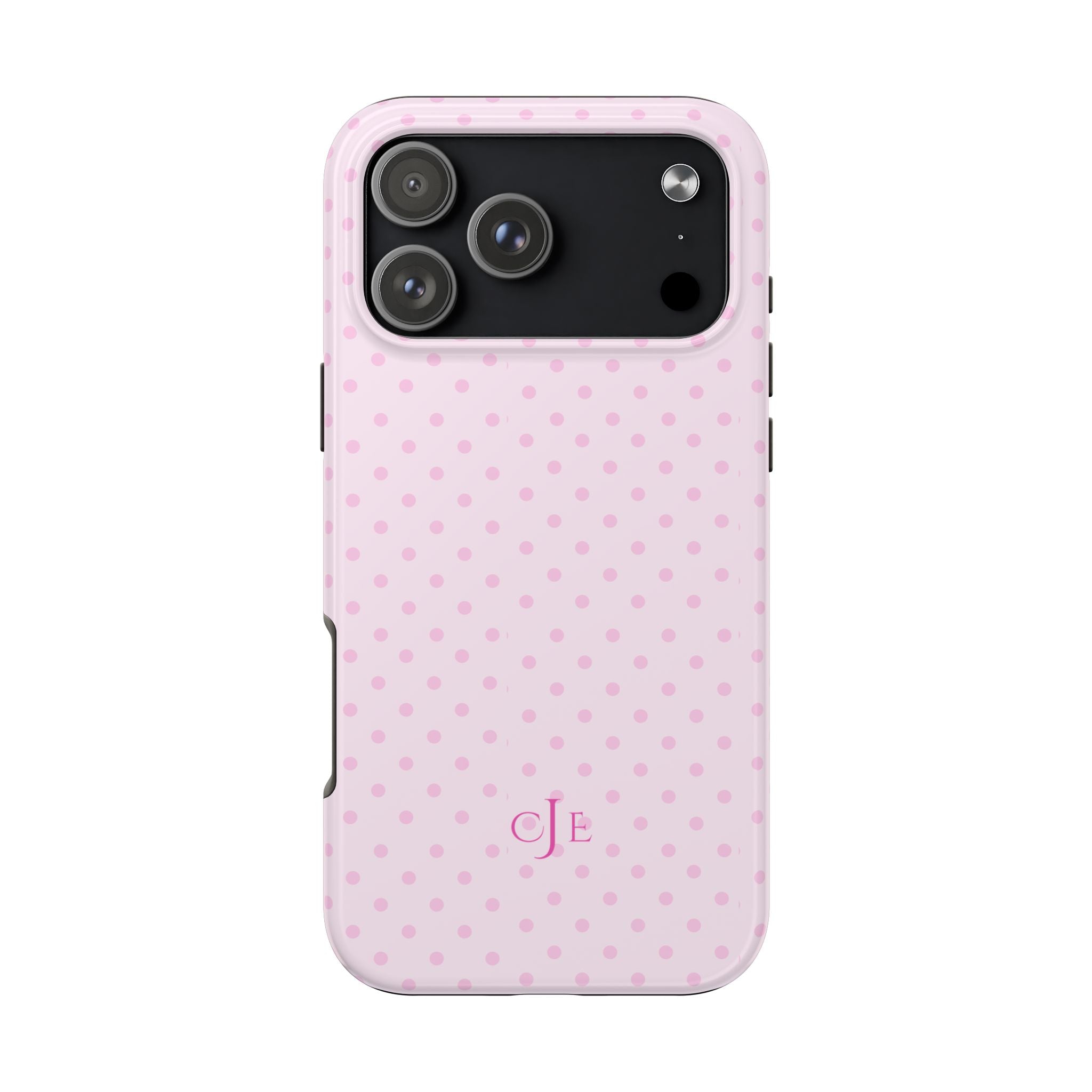 PERSONALIZED NAME CUSTOM PINK POLKA DOTS MONOGRAM INTIALS PHONE CASE
