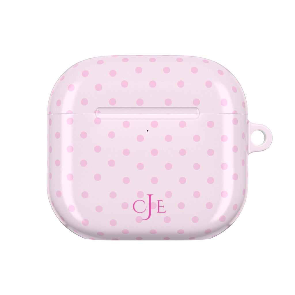 PERSONALIZED NAME CUSTOM PINK POLKA DOTS MONOGRAM INITIALS AIRPOD CASE