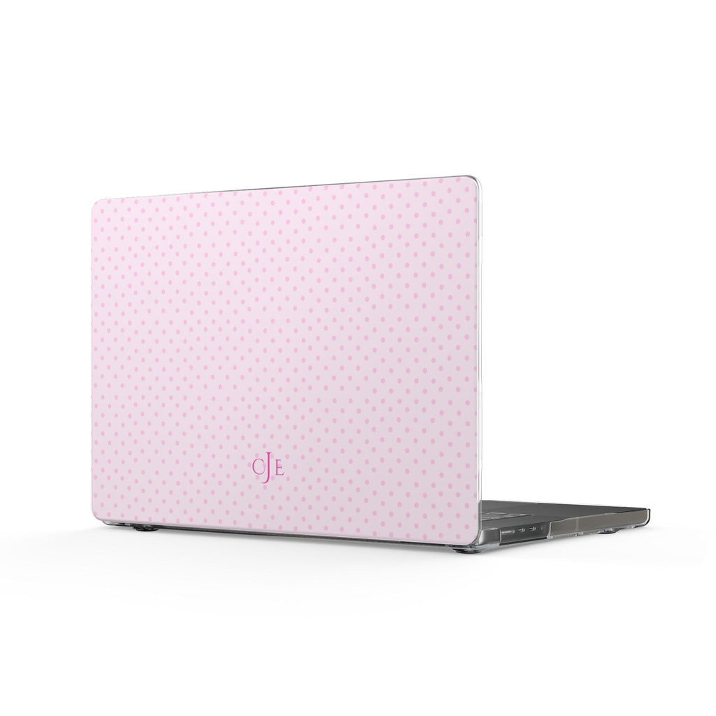 PERSONALIZED NAME CUSTOM PINK POLKA DOTS MONOGRAM INITIALS MACBOOK COVERS