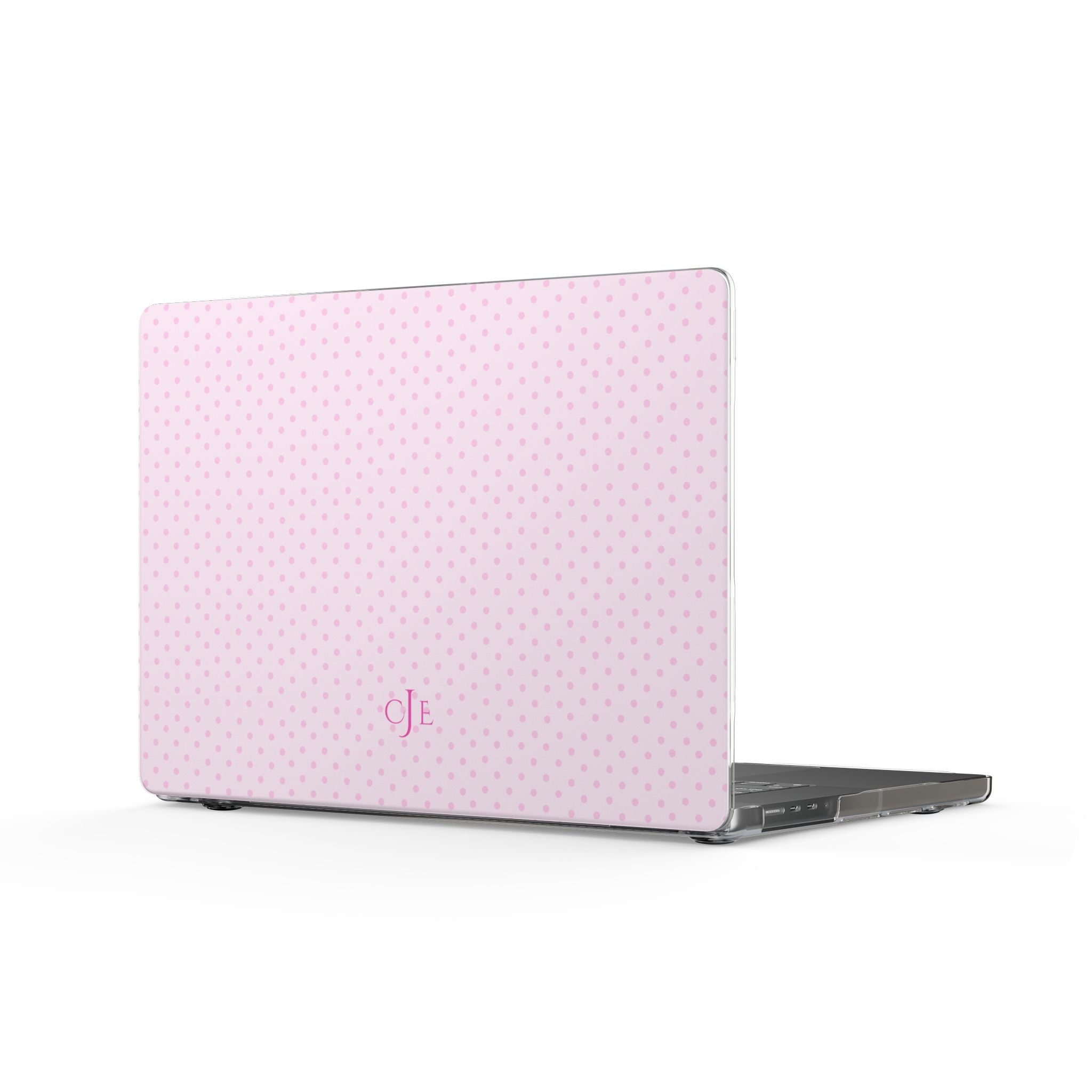 PERSONALIZED NAME CUSTOM PINK POLKA DOTS MONOGRAM INITIALS MACBOOK COVERS
