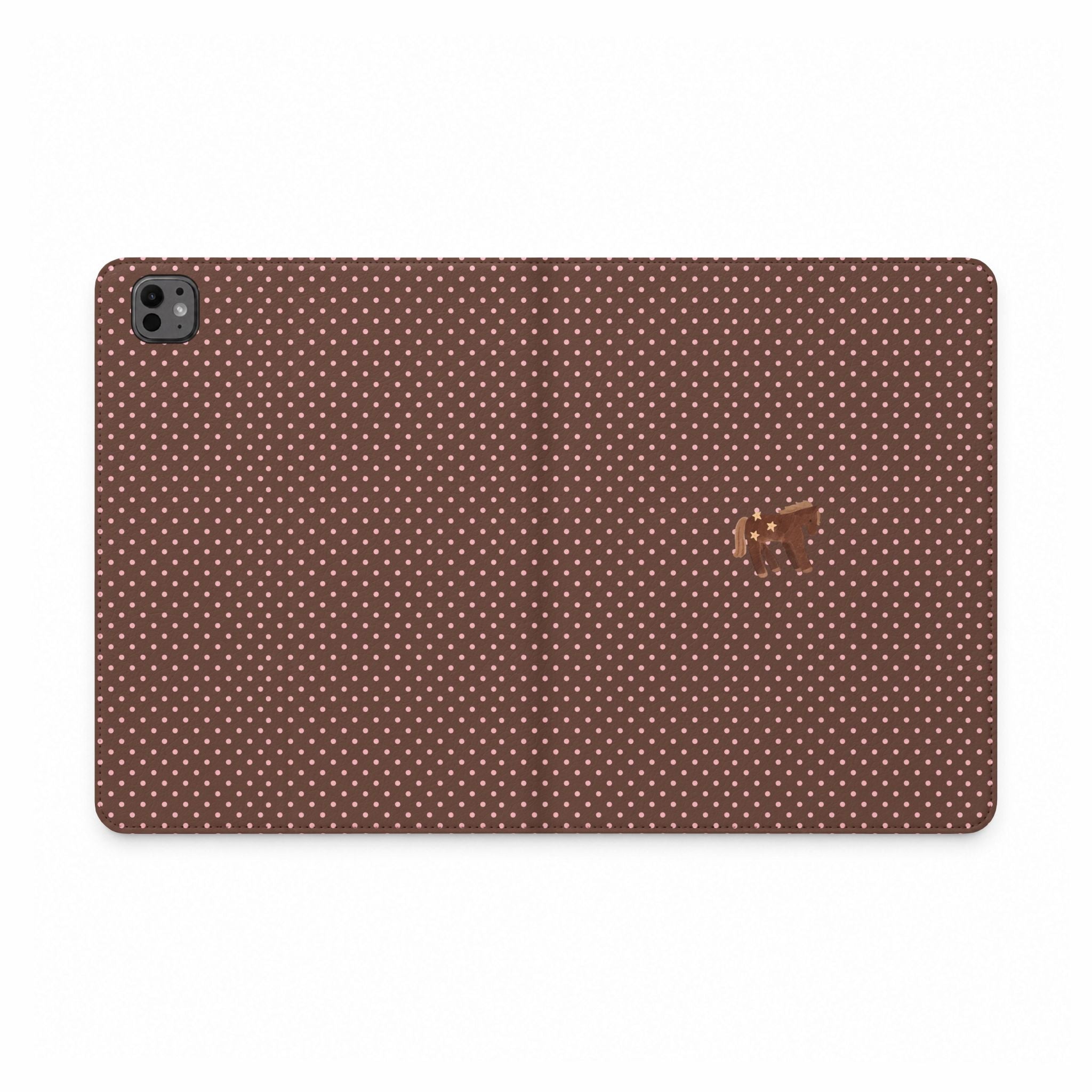 BROWN & PINK POLKA DOTS MINI PONY IPAD TABLET FOLIO CASE