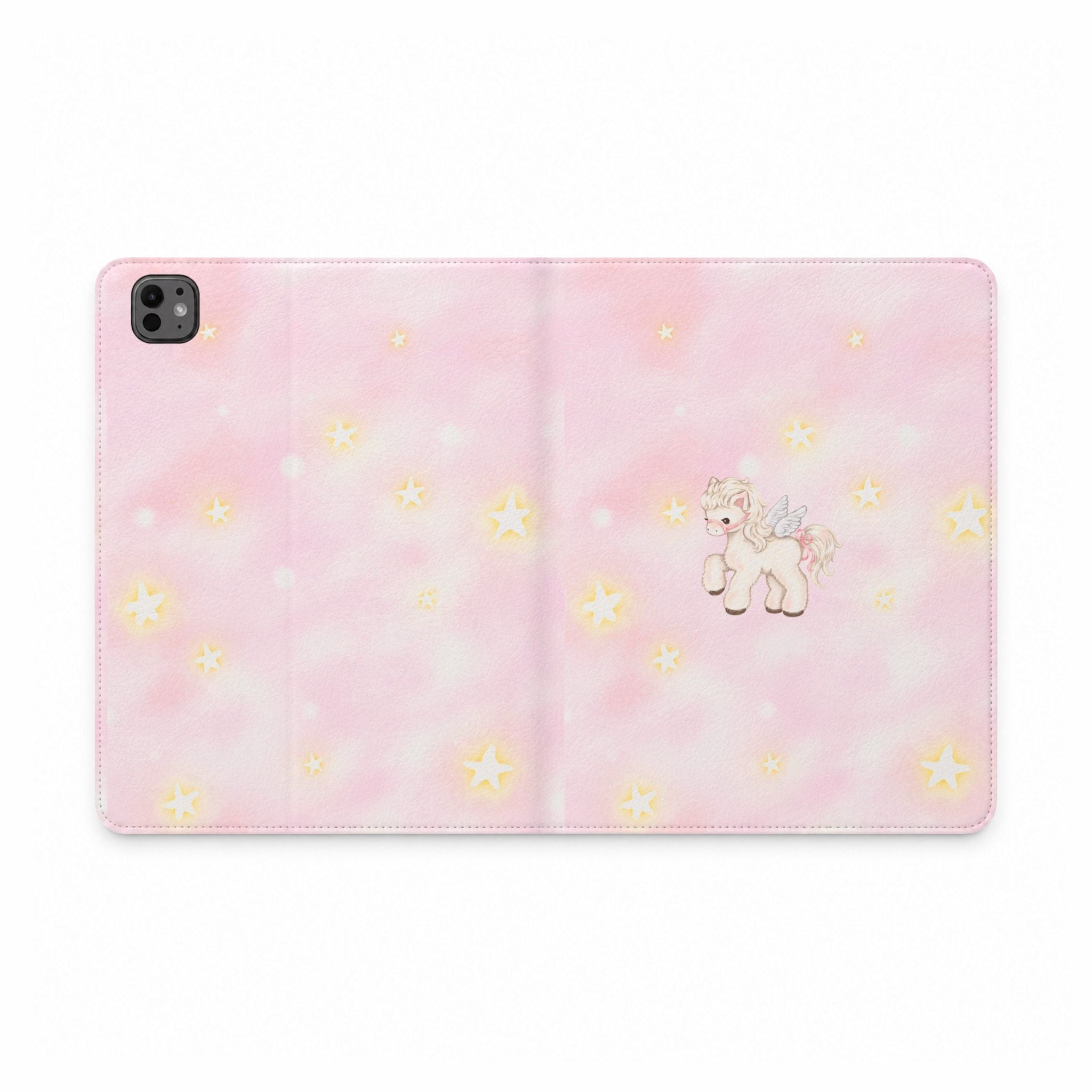 PINK ANGEL WINGS PONY UNICORN IPAD TABLET FOLIO CASE