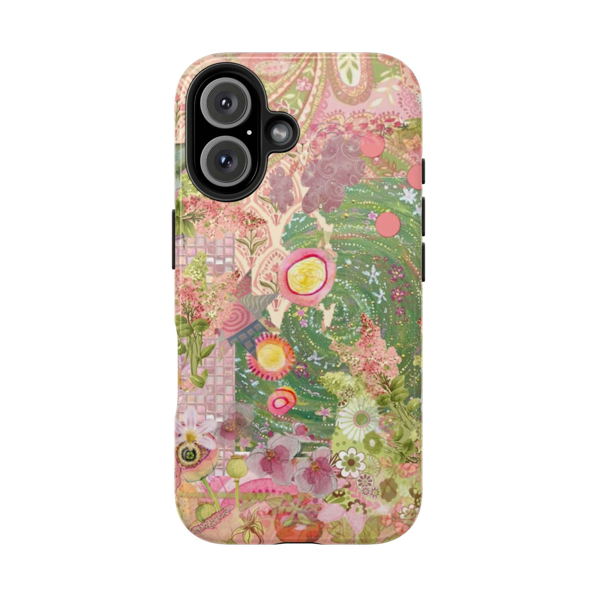 GREEN PINK MOSAIC WHIMSY PHONE CASE