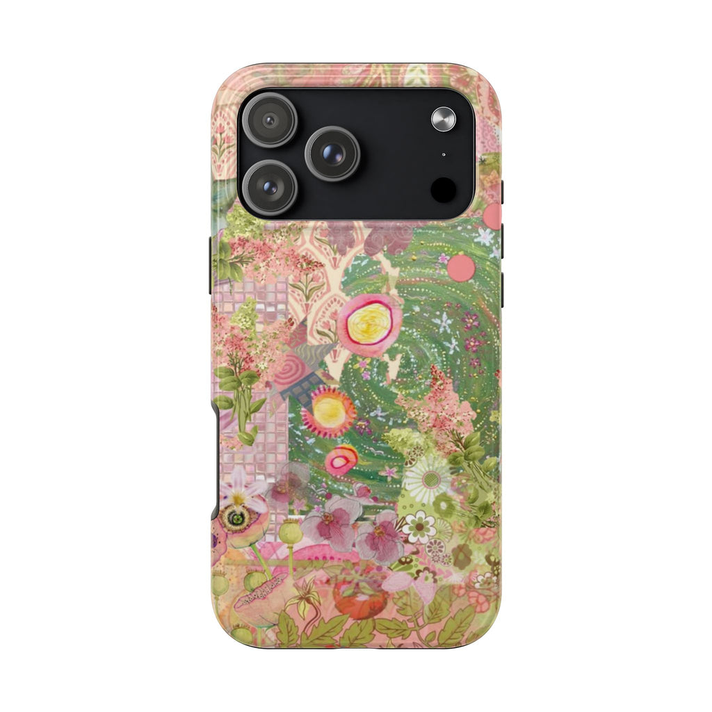 GREEN PINK MOSAIC WHIMSY PHONE CASE