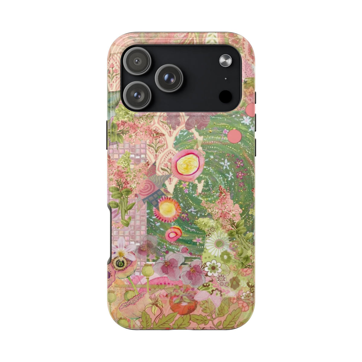 GREEN PINK MOSAIC WHIMSY PHONE CASE