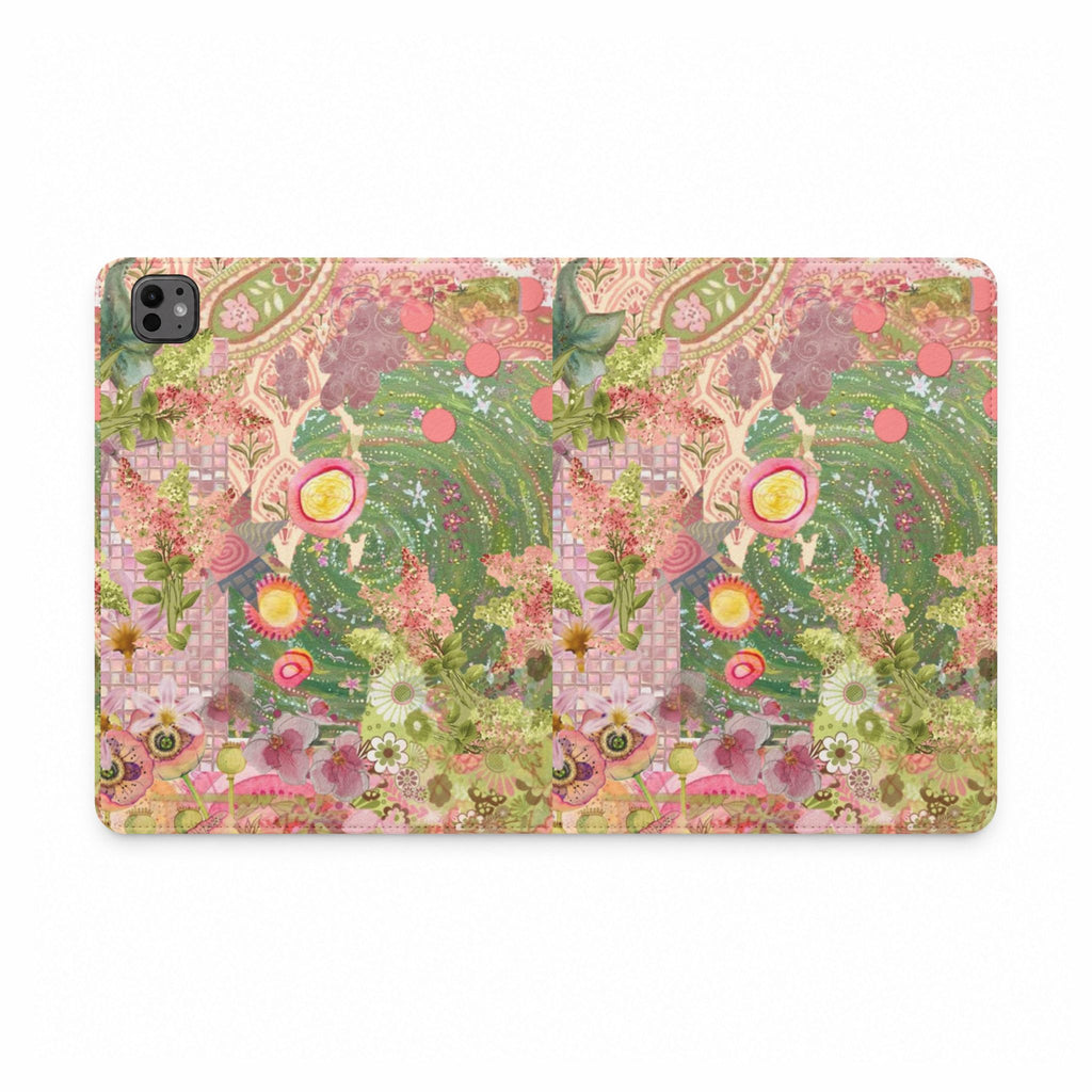 GREEN PINK MOSAIC WHIMSY IPAD TABLET FOLIO CASE