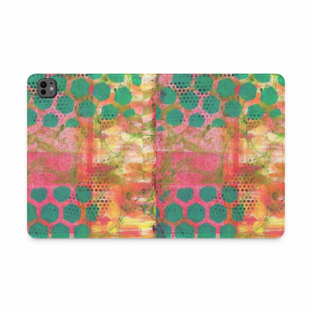 WHIMSY TEAL DOTS IPAD TABLET FOLIO CASE