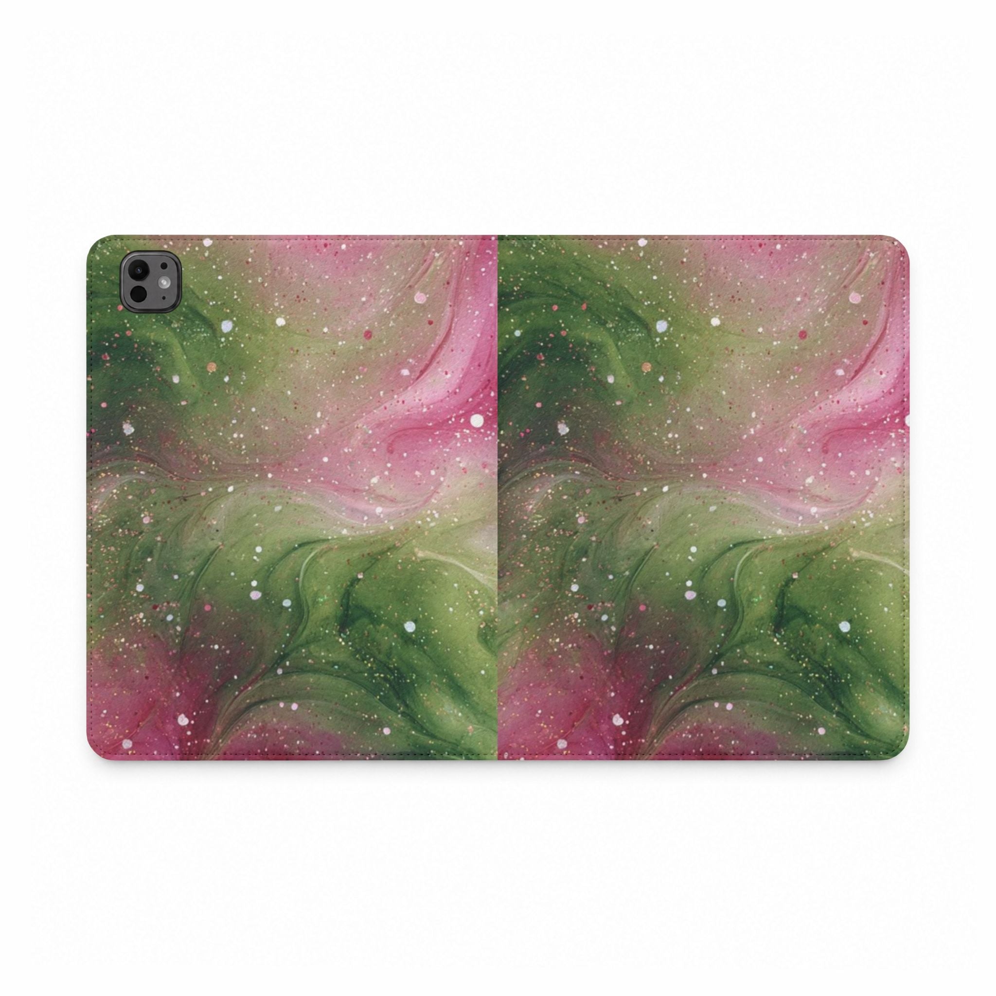 PINK & GREEN WHIMSY SWIRL IPAD TABLET FOLIO CASE