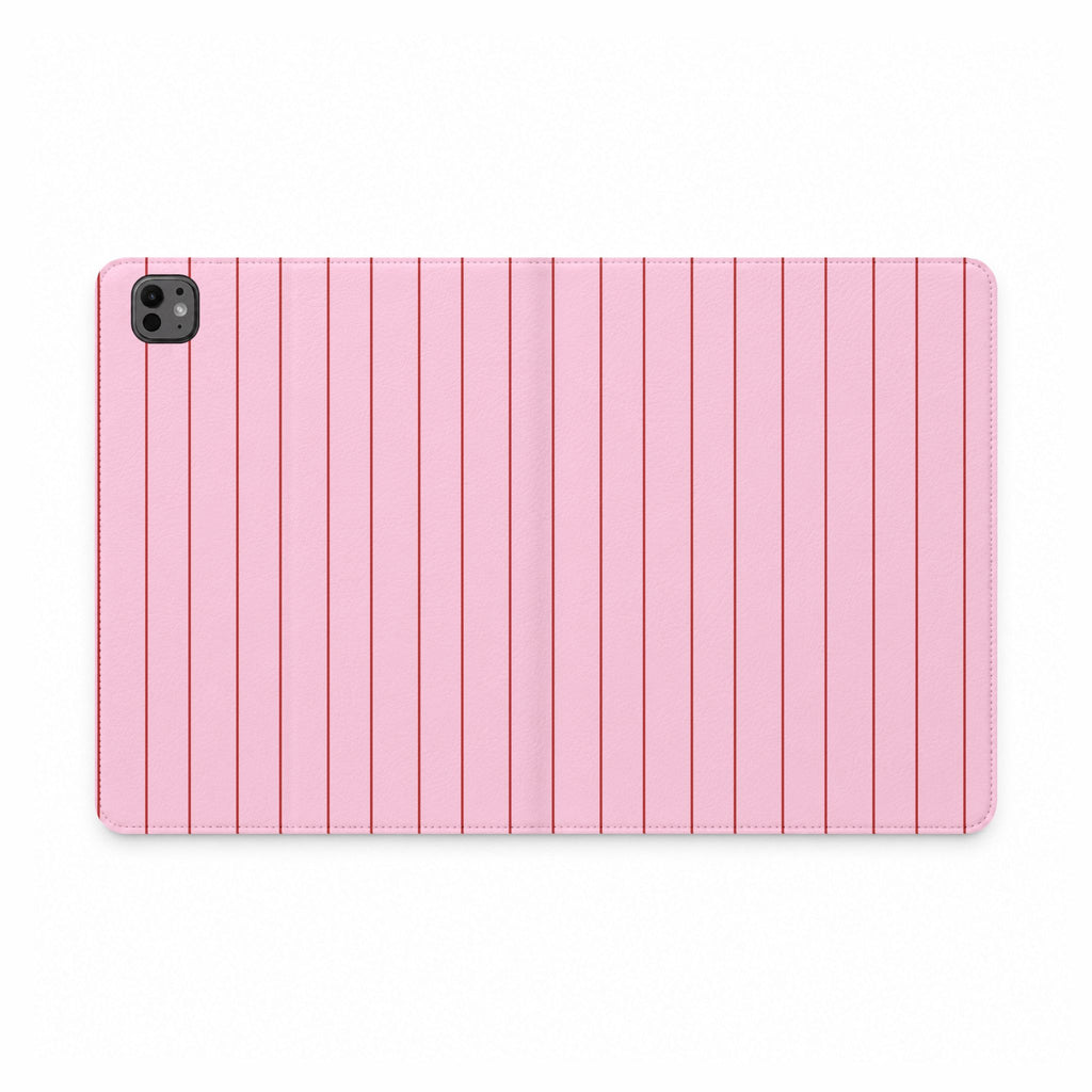PINK RED STRIPES IPAD TABLET FOLIO CASE