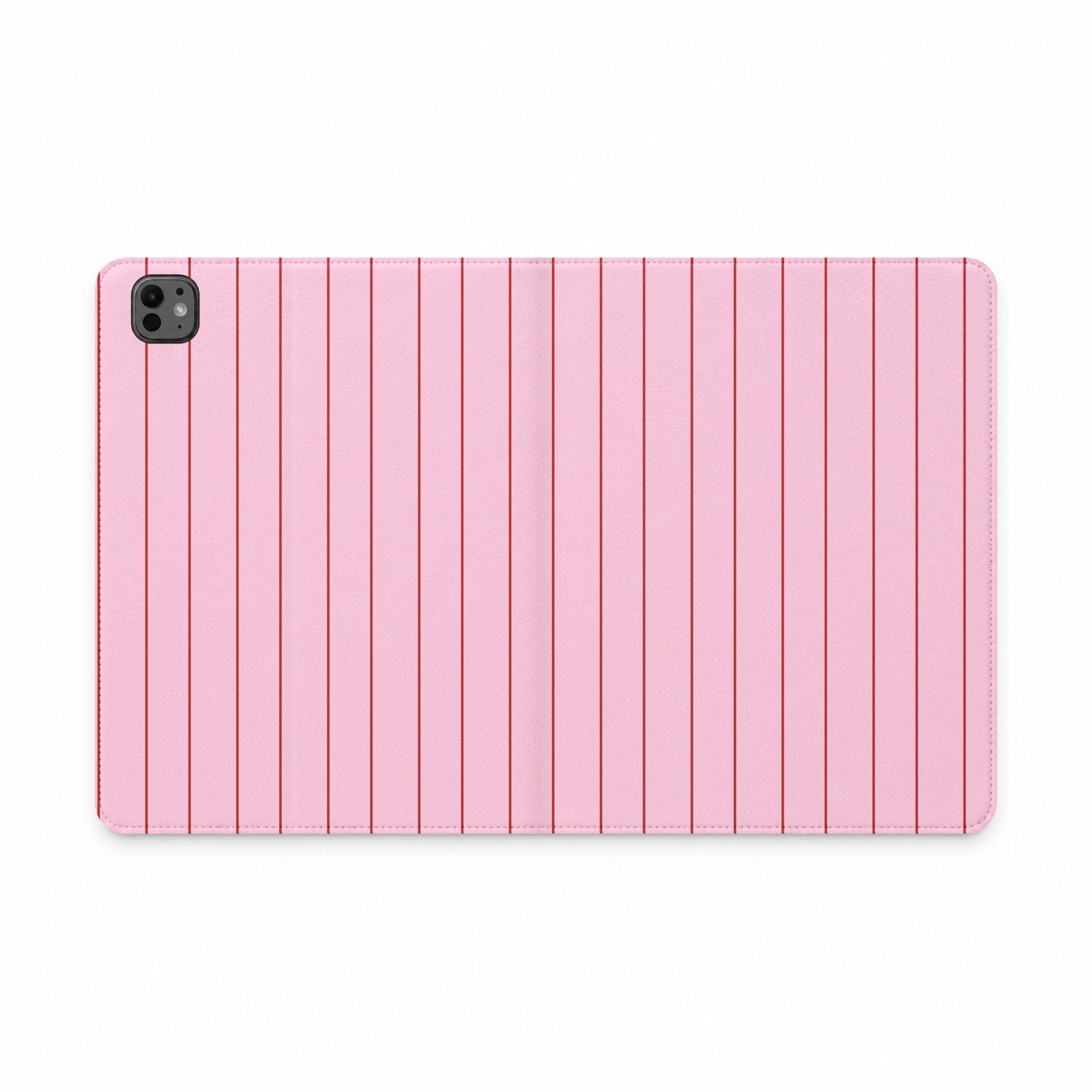PINK RED STRIPES IPAD TABLET FOLIO CASE