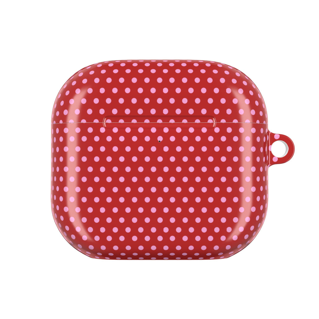 RED PINK POLKA DOTS AIRPOD CASE
