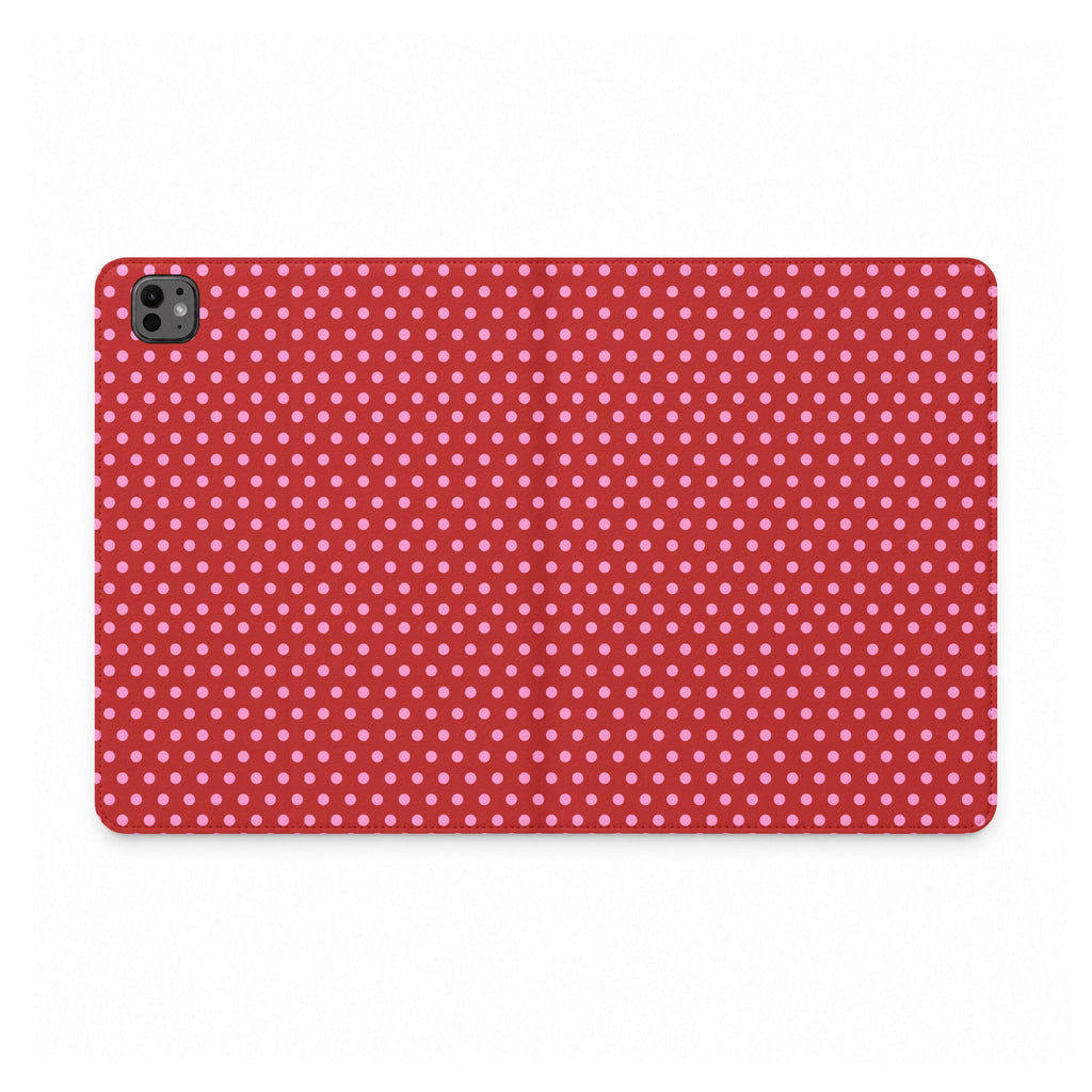 RED PINK POLKA DOTS TABLET FOLIO CASE