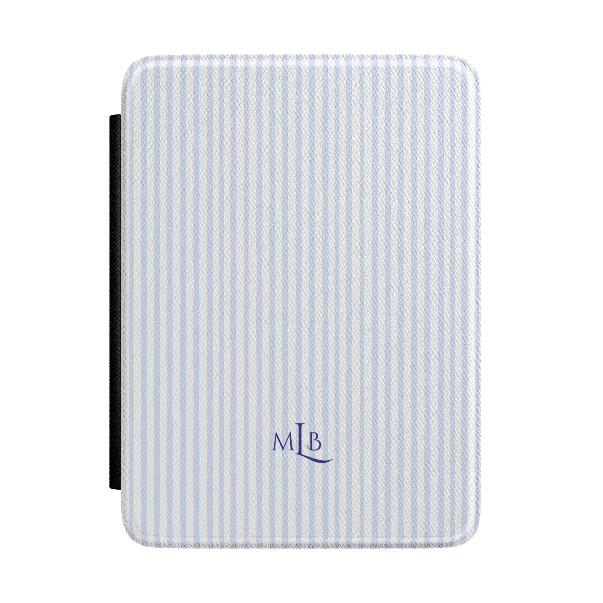 PERSONALIZED CUSTOM NAME BLUE STRIPES MONOGRAM INITIALS CASE HARDCOVER