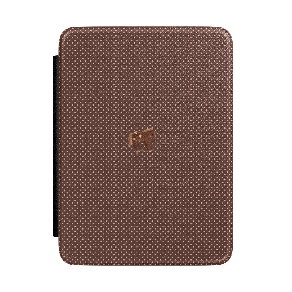 BROWN & PINK POLKA DOTS MINI PONY KINDLE CASE HARDCOVER