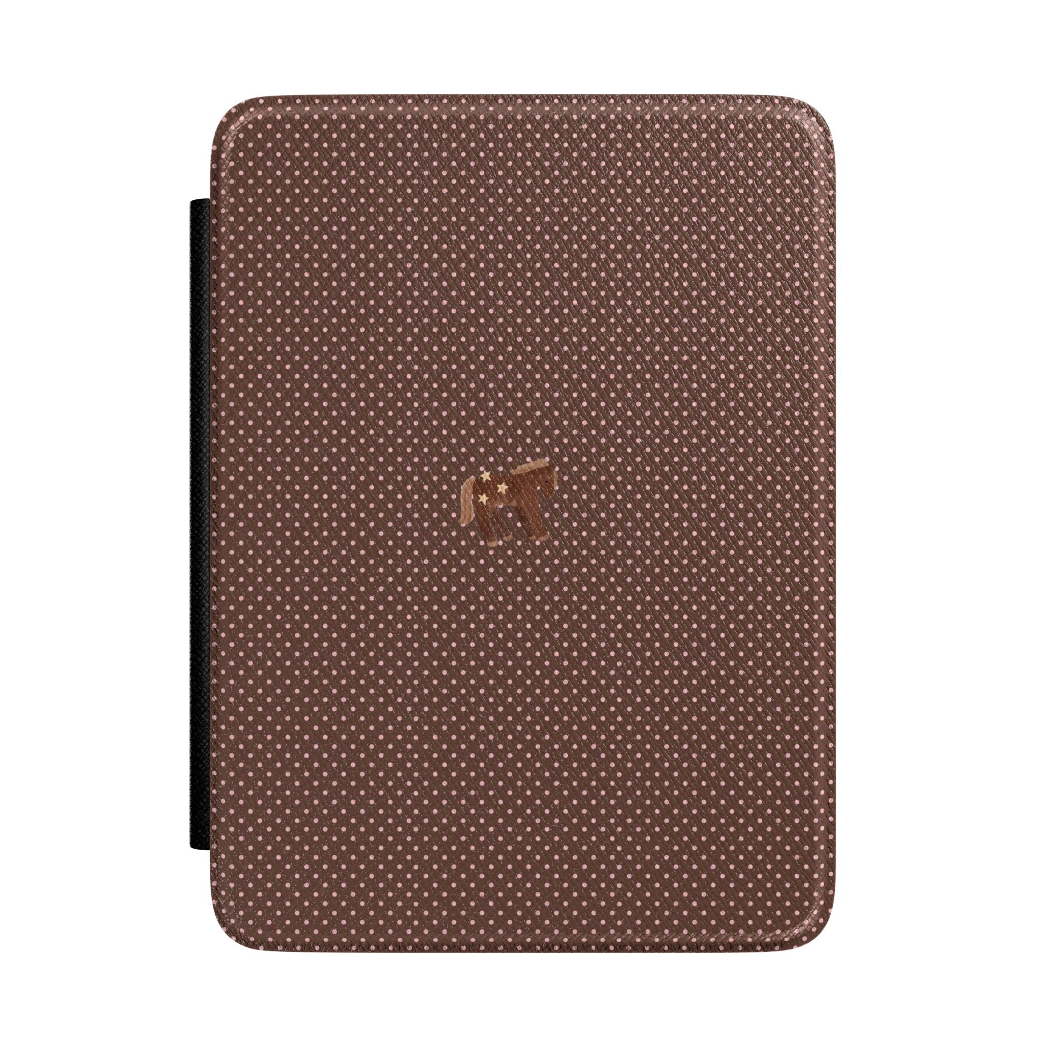 BROWN & PINK POLKA DOTS MINI PONY KINDLE CASE HARDCOVER