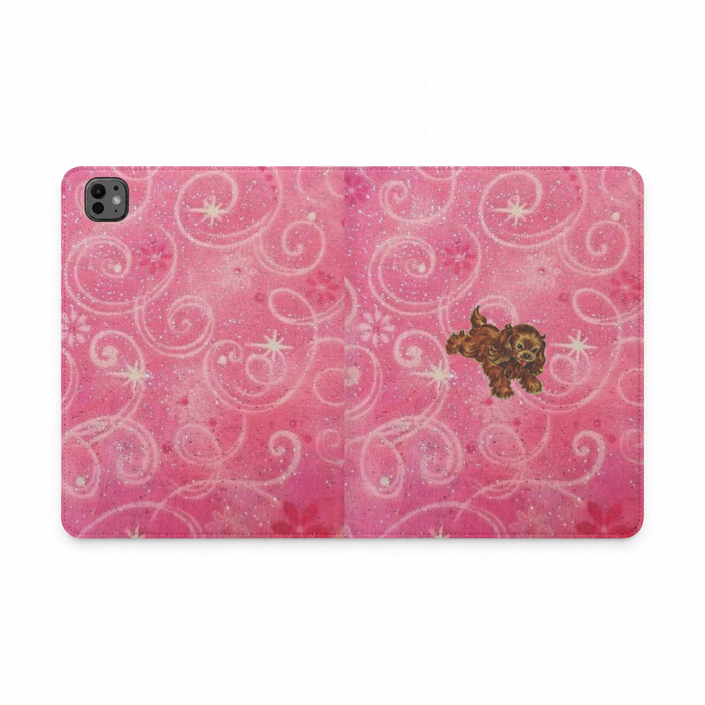 PINK WHIMSY GLOW PARK AVENUE PUPPY IPAD TABLET FOLIO CASE