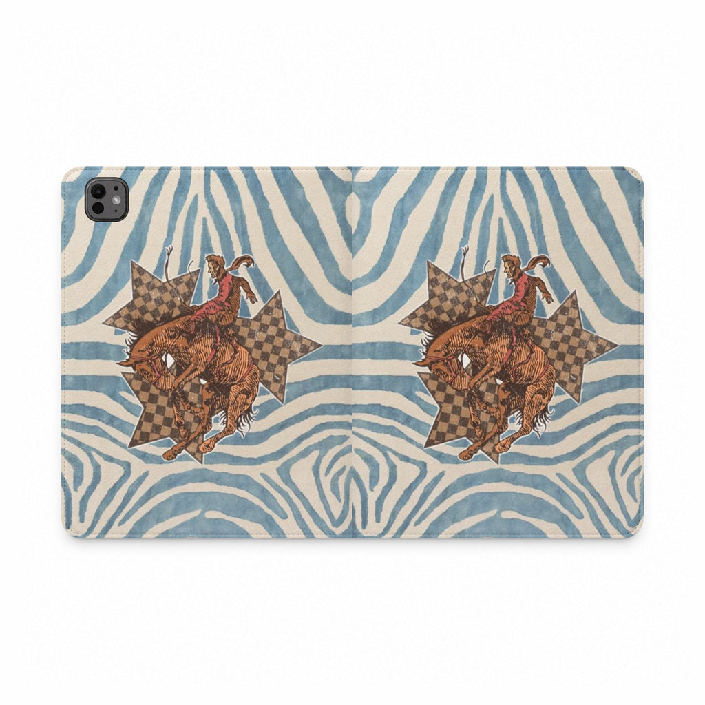 BLUE JEAN WESTERN RODEO COWBOY IPAD TABLET FOLIO CASE