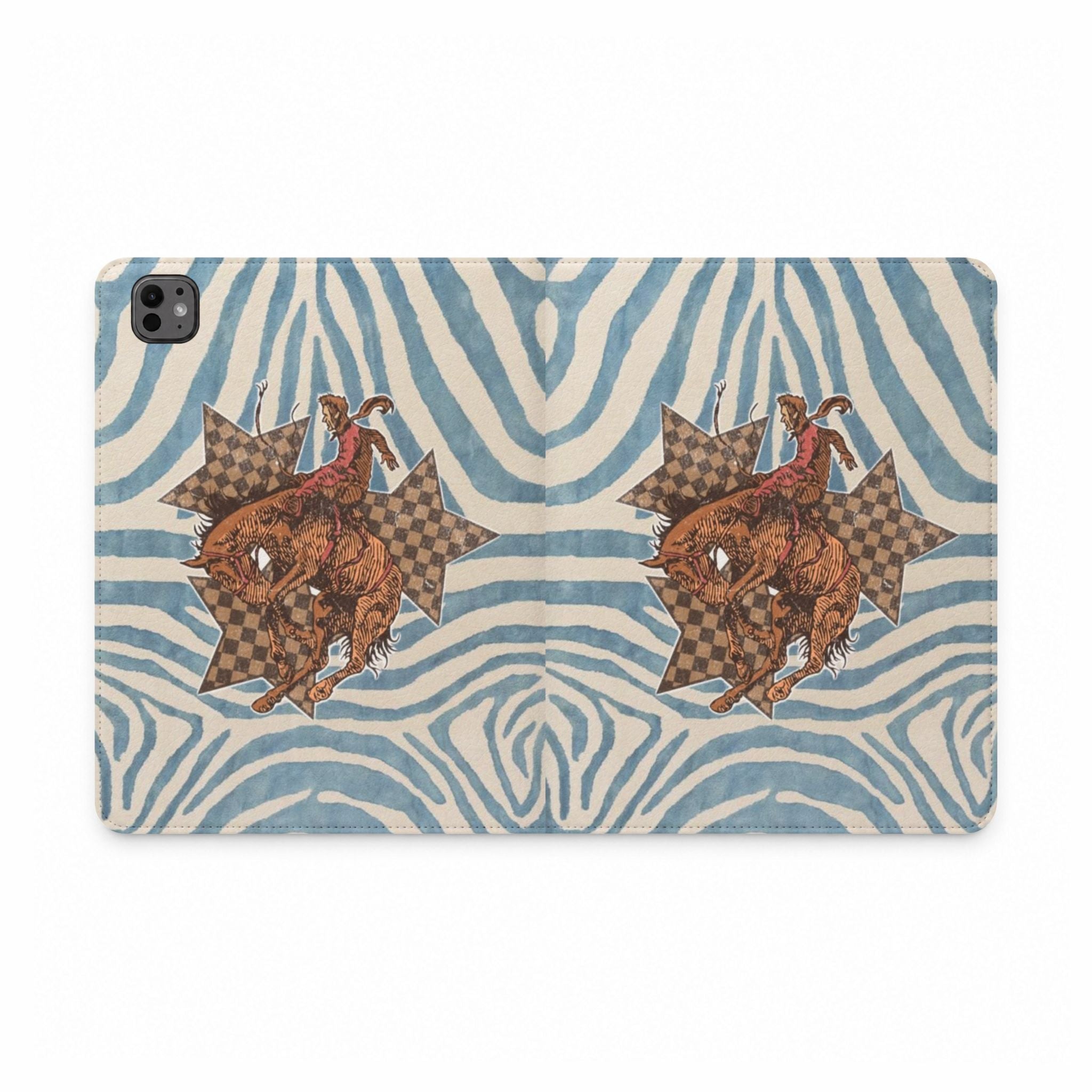 BLUE JEAN WESTERN RODEO COWBOY IPAD TABLET FOLIO CASE
