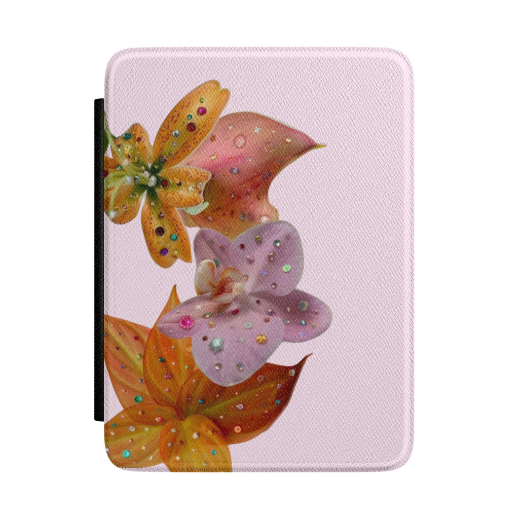 PINK EMBELLISHED LILY FLOWERS KINDLE CASE HARDCOVER