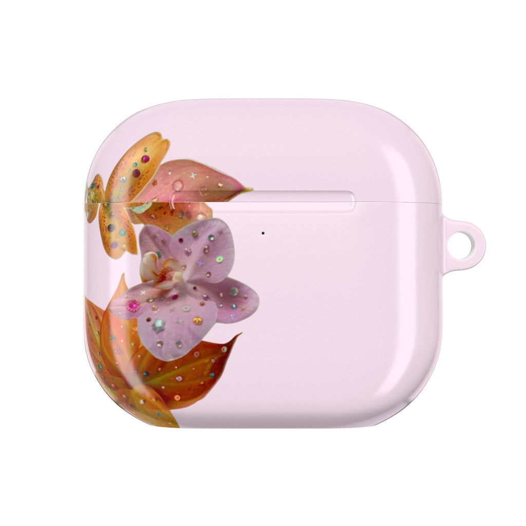 PINK EMBELLISHED LILY FLOWERS AIRPOD CASE