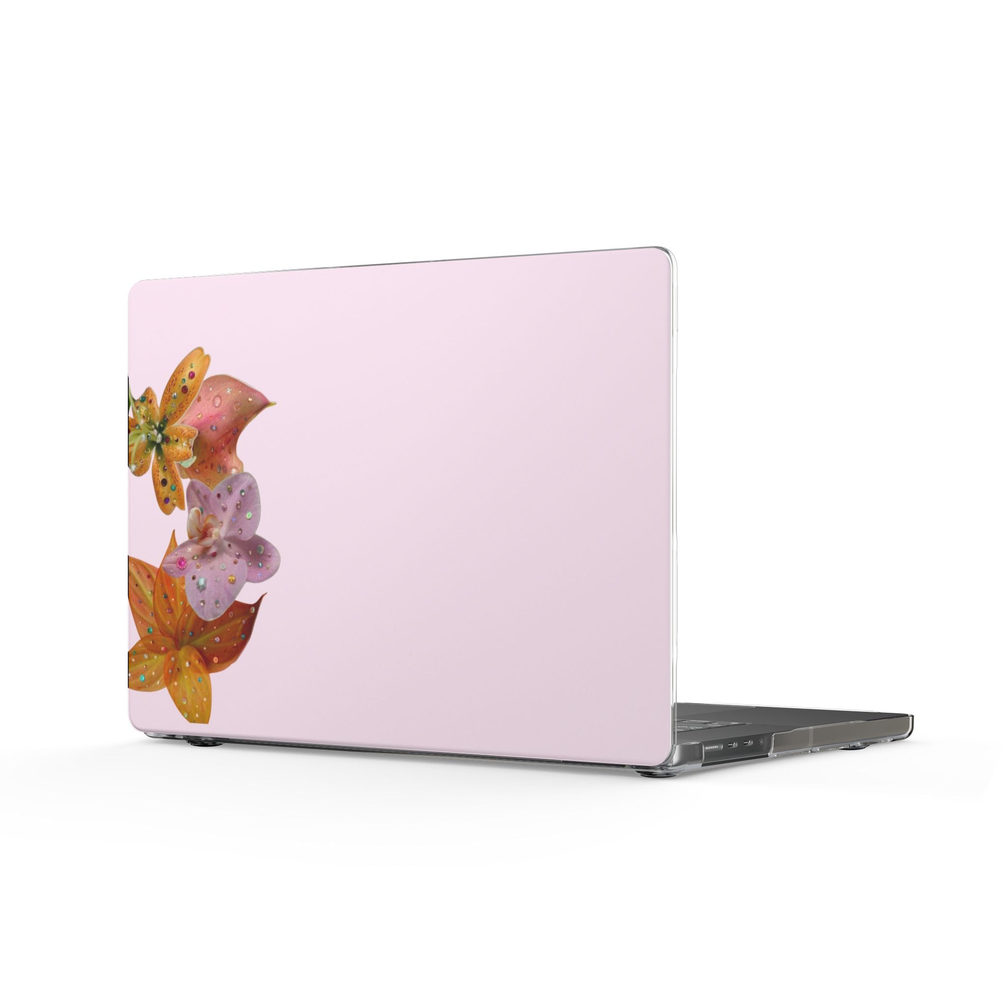 PINK EMBELLISHED LILY FLOWERS MACBOOK COVERS
