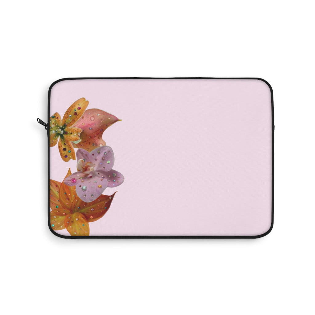PINK EMBELLISHED LILY FLOWERS KINDLE IPAD & LAPTOP SLEEVE