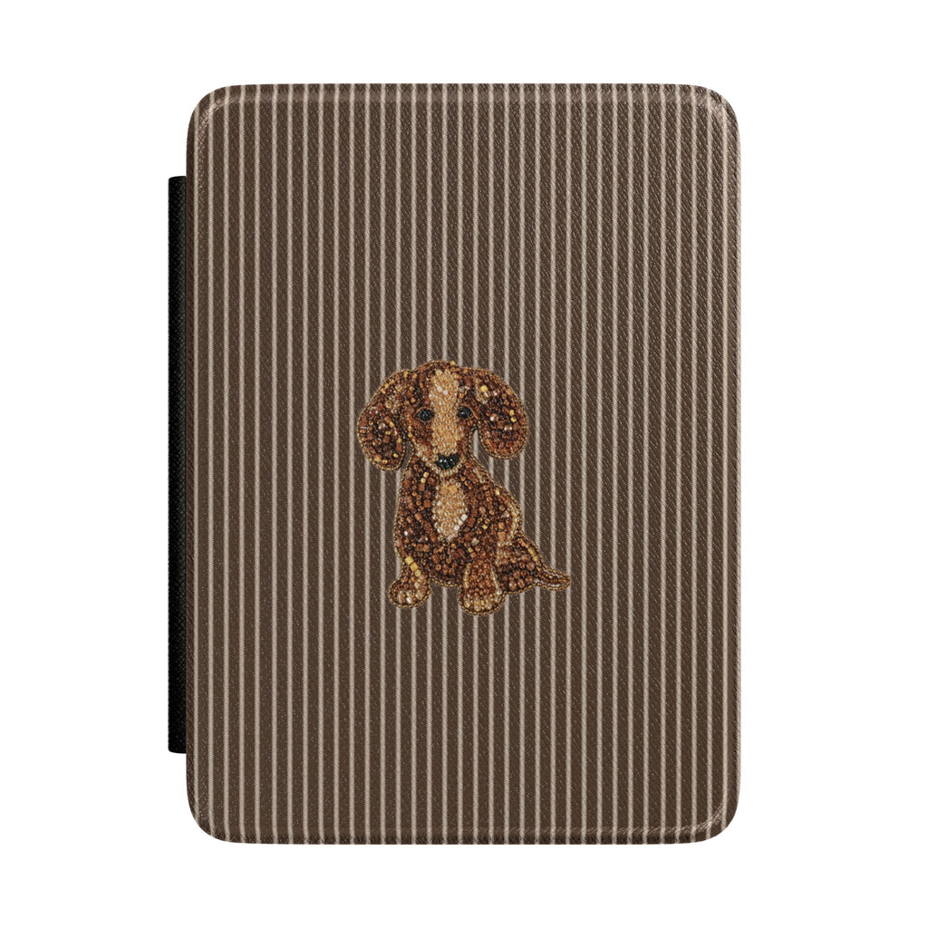 BROWN STRIPES WHIMSY DACHSHUND KINDLE CASE HARDCOVER