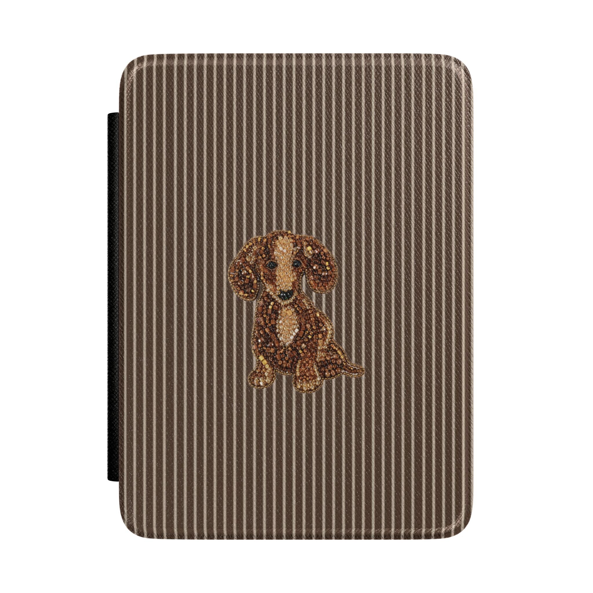 BROWN STRIPES WHIMSY DACHSHUND KINDLE CASE HARDCOVER
