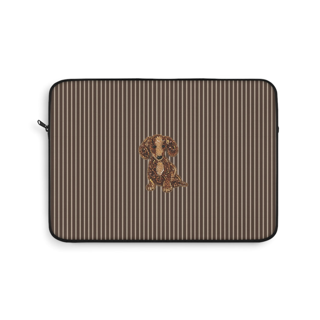 BROWN STRIPES WHIMSY DACHSHUND KINDLE IPAD & LAPTOP SLEEVE