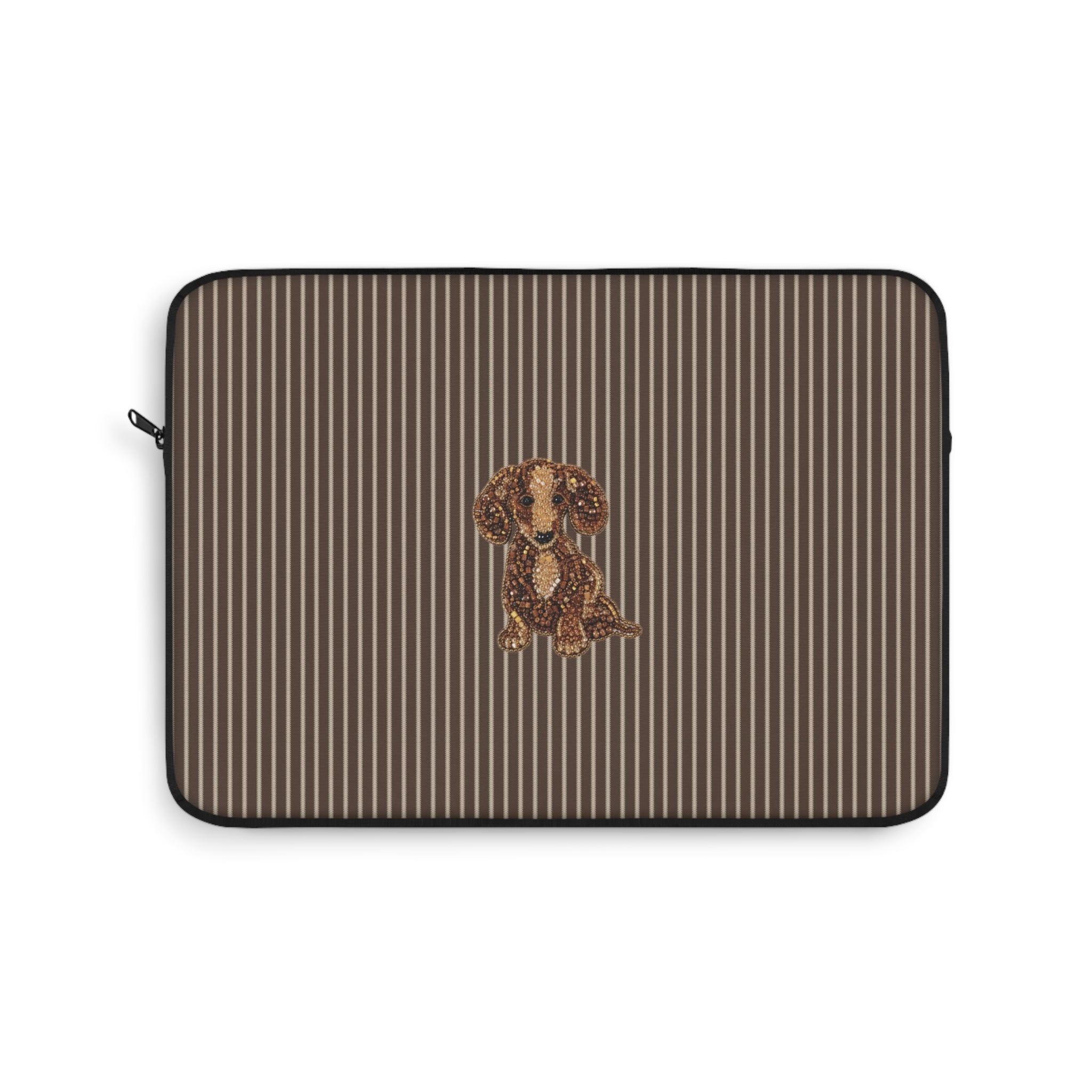 BROWN STRIPES WHIMSY DACHSHUND KINDLE IPAD & LAPTOP SLEEVE