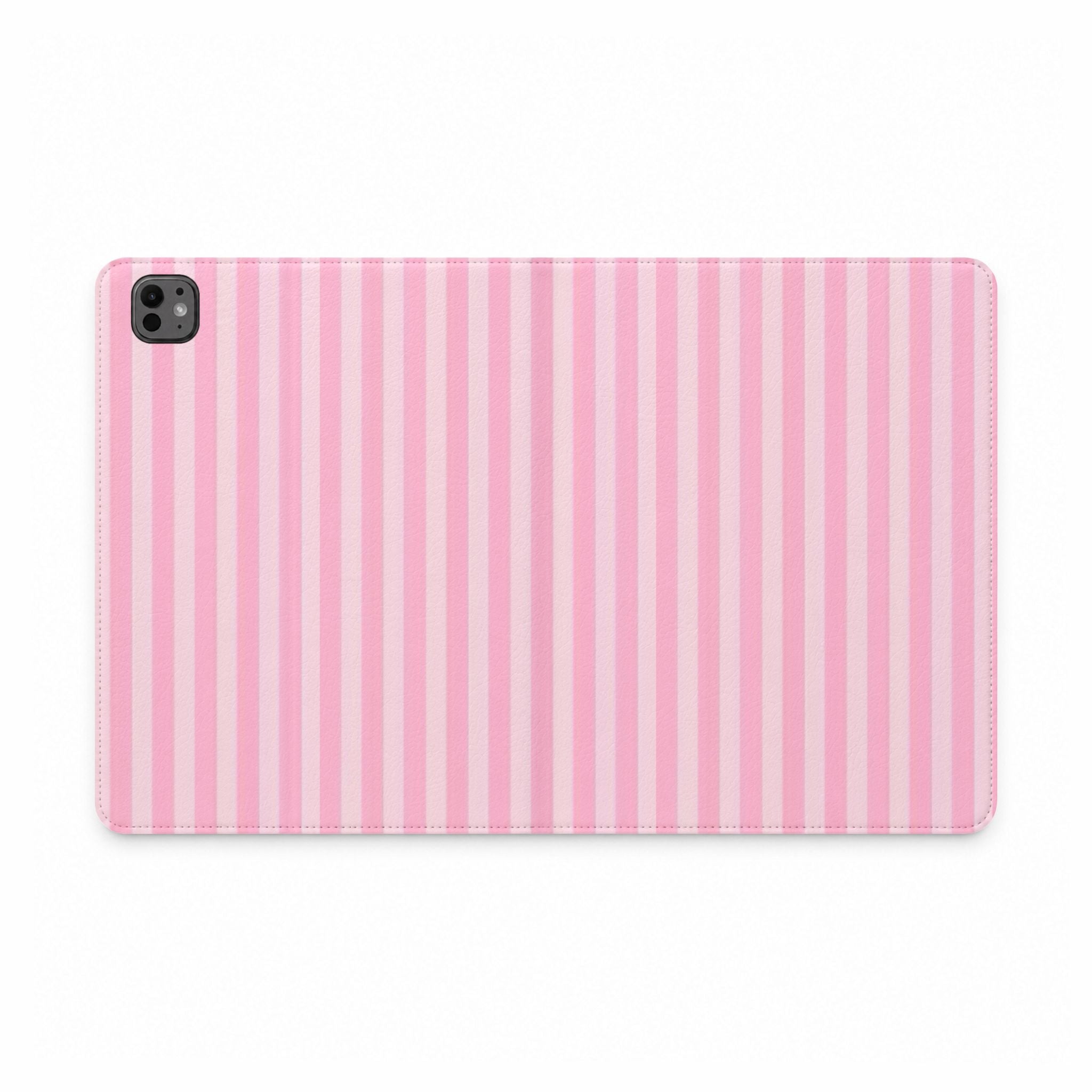 PINK MARSHMALLOW STRIPED IPAD TABLET FOLIO CASE
