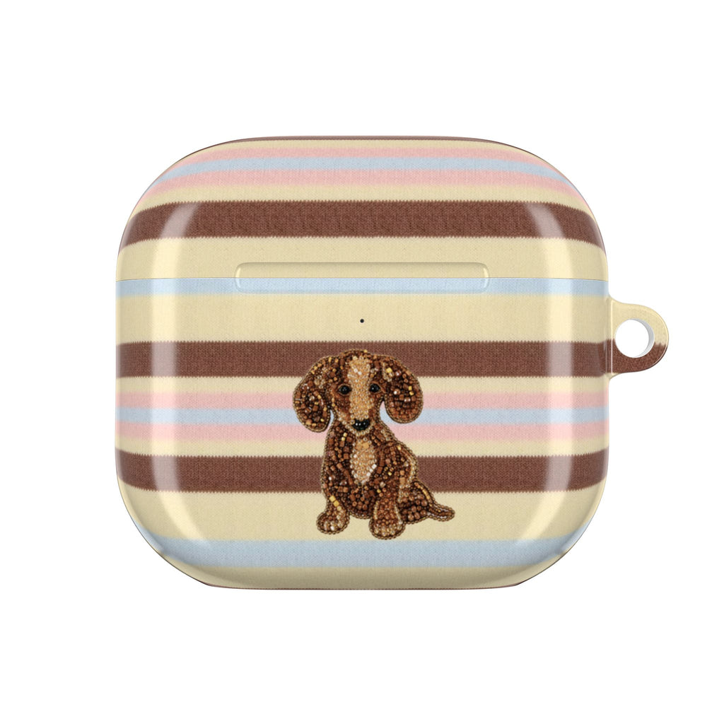 BUTTERSCOTCH STRIPES DACHSHUND PUPPY AIRPOD CASE