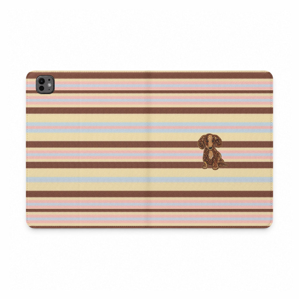 BUTTERSCOTCH STRIPES DACHSHUND PUPPY IPAD TABLET FOLIO CASE