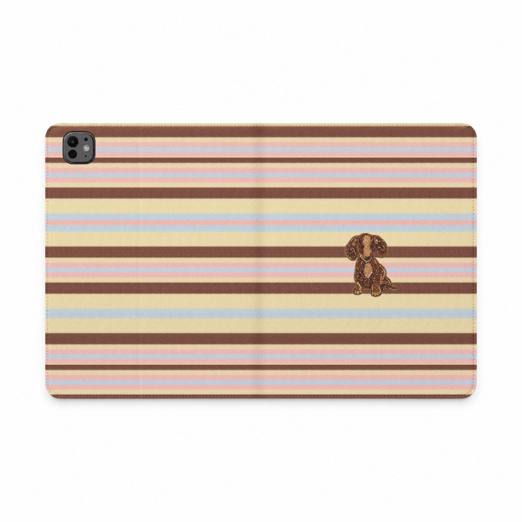 BUTTERSCOTCH STRIPES DACHSHUND PUPPY IPAD TABLET FOLIO CASE