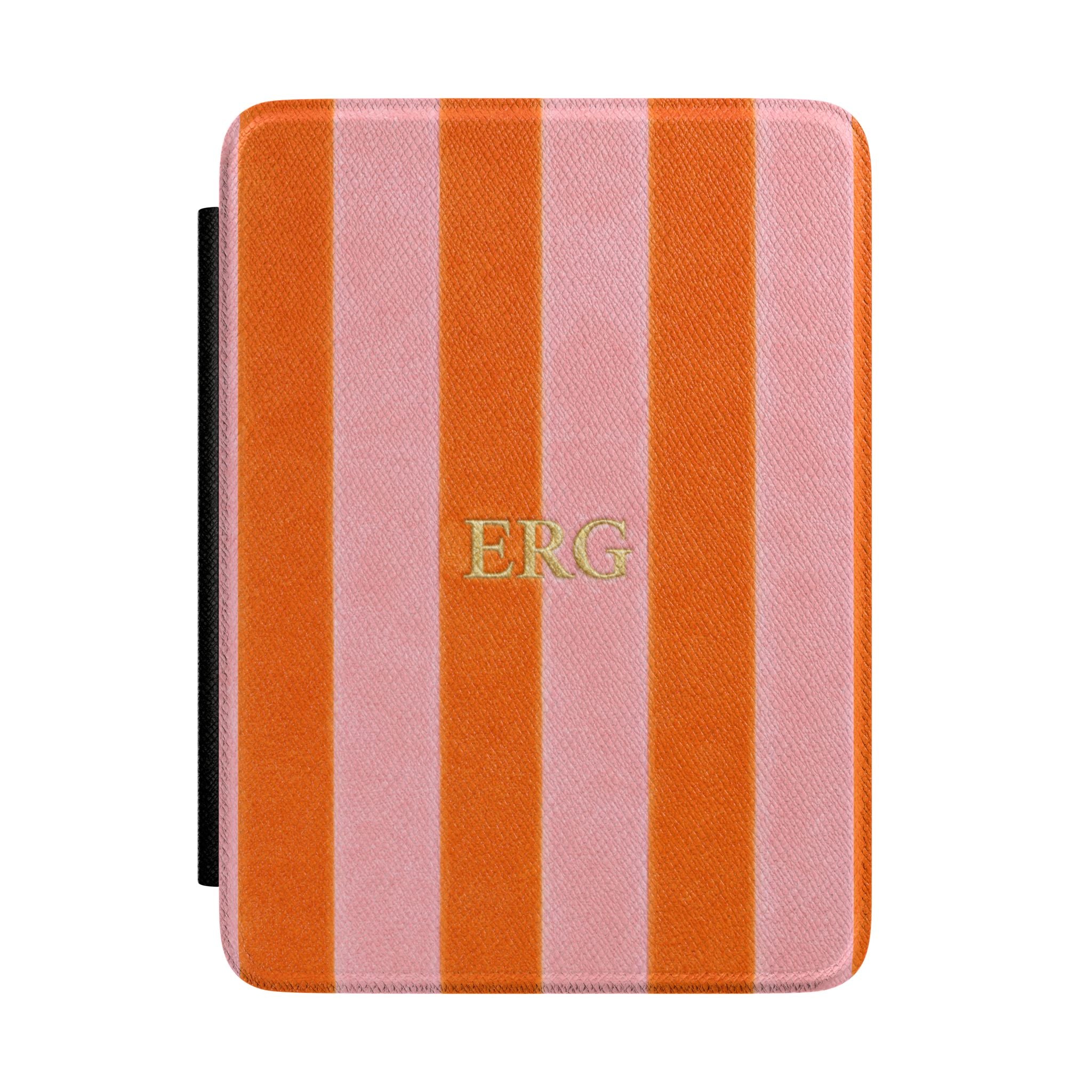 PERSONALIZED CUSTOM NAME ORANGE STRIPES INITIALS CASE HARDCOVER
