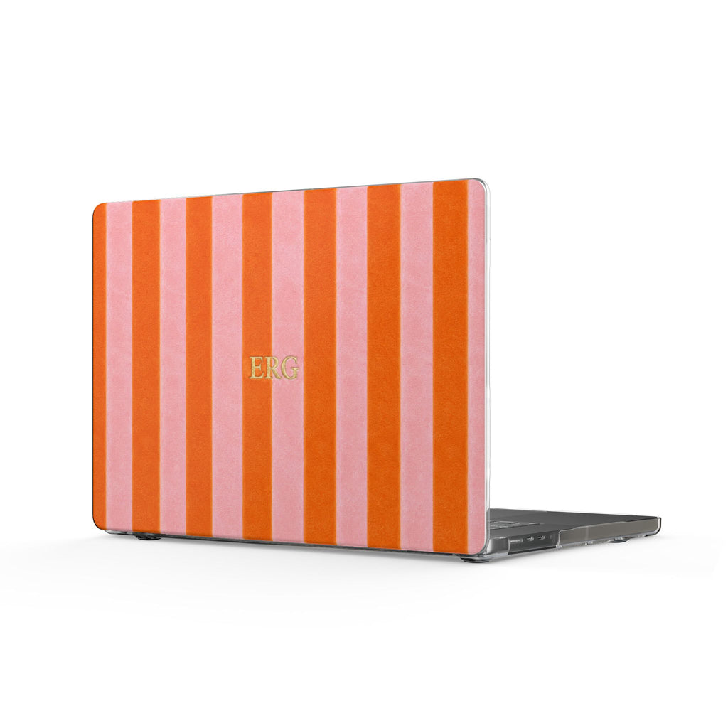 PERSONALIZED NAME CUSTOM ORANGE STRIPES MACBOOK COVERS