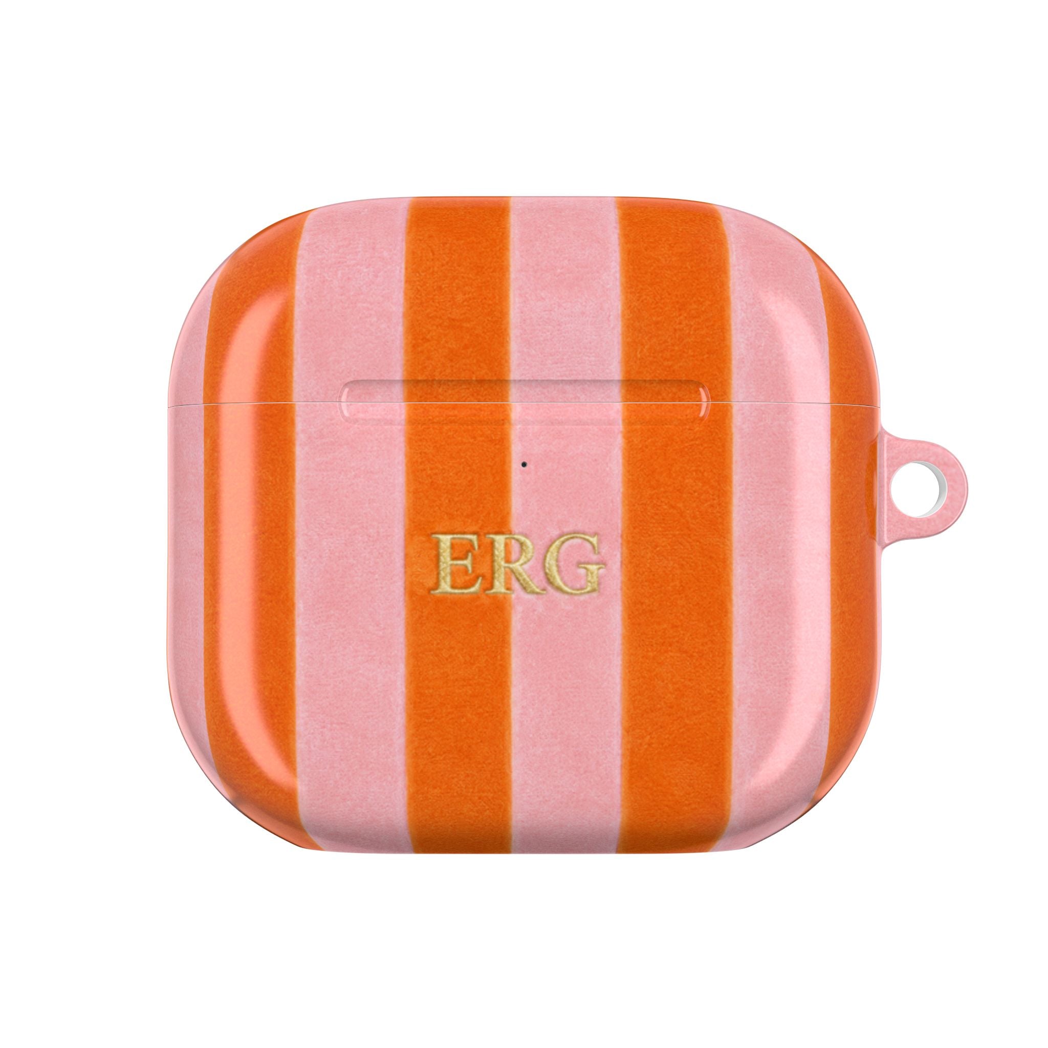 PERSONALIZED NAME CUSTOM ORANGE STRIPES AIRPOD CASE