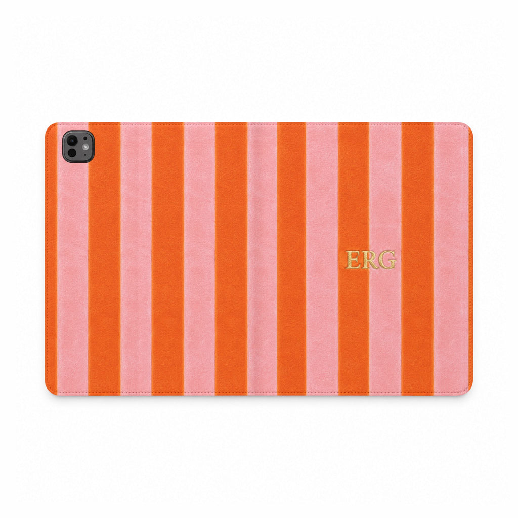 PERSONALIZED ORANGE STRIPES CUSTOM NAME IPAD TABLET FOLIO CASE
