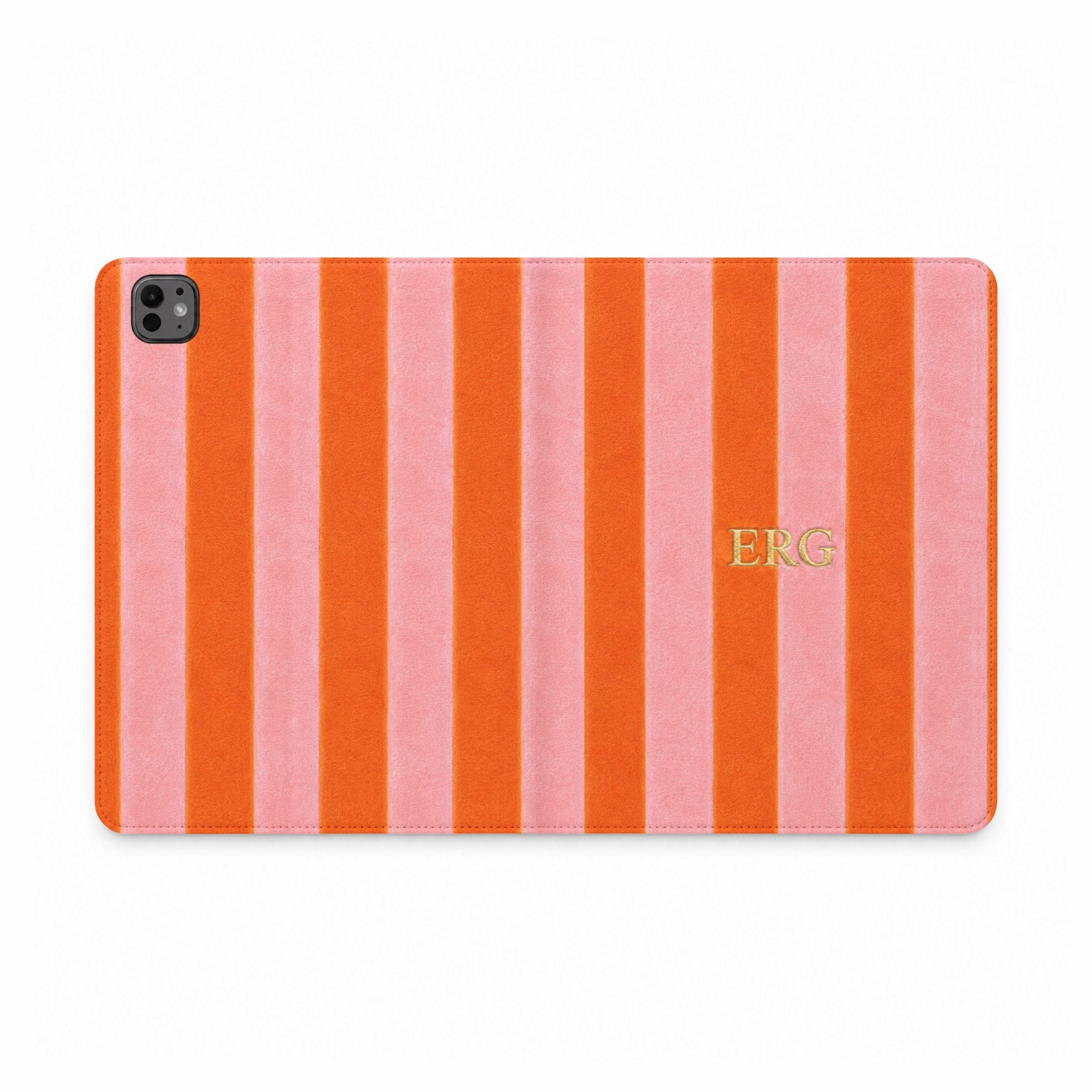 PERSONALIZED ORANGE STRIPES CUSTOM NAME IPAD TABLET FOLIO CASE