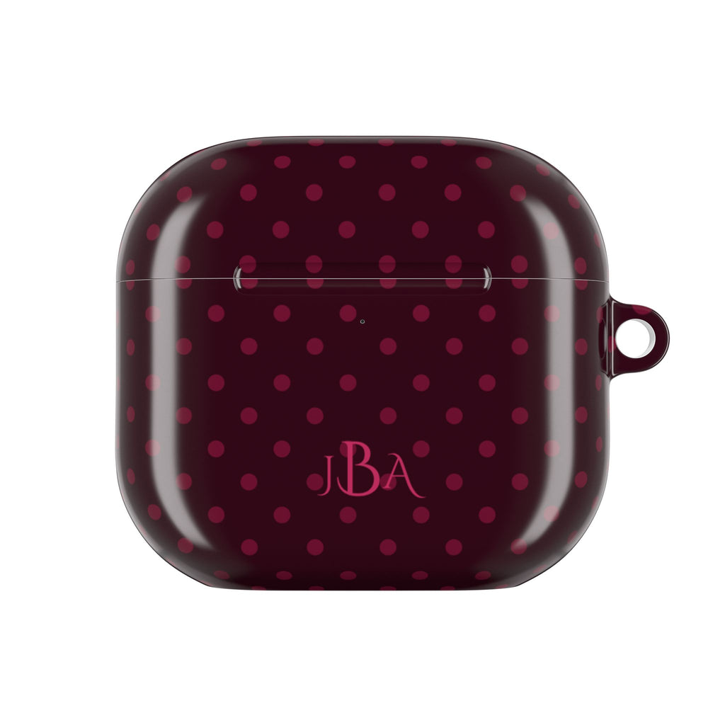 PERSONALIZED NAME CUSTOM PLUM POLKA DOTS MONOGRAM INITIALS AIRPOD CASE
