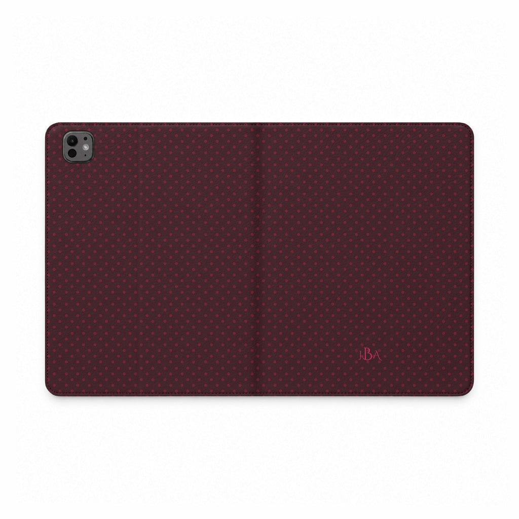 PERSONALIZED PLUM POLKA DOTS CUSTOM NAME IPAD TABLET FOLIO CASE