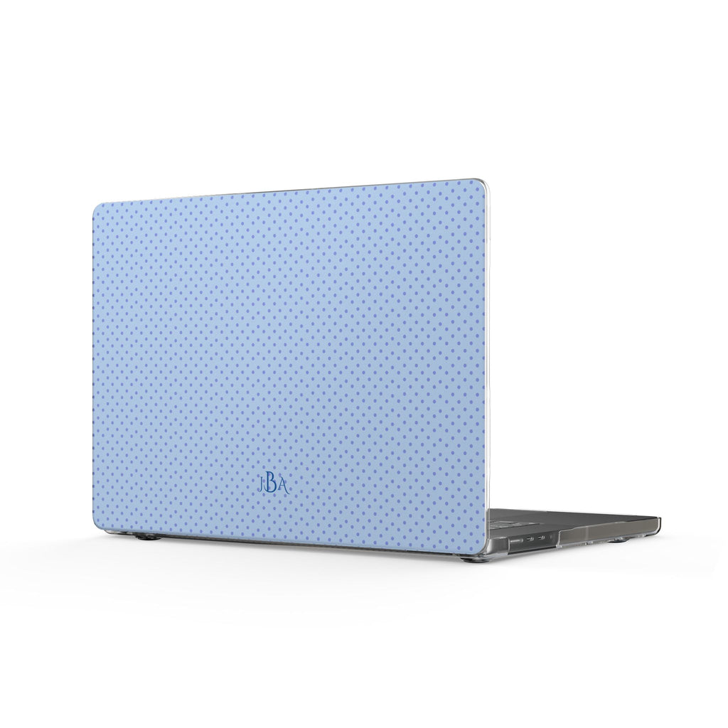 PERSONALIZED NAME CUSTOM BLUE POLKA DOTS MONOGRAM INITIALS MACBOOK COVERS